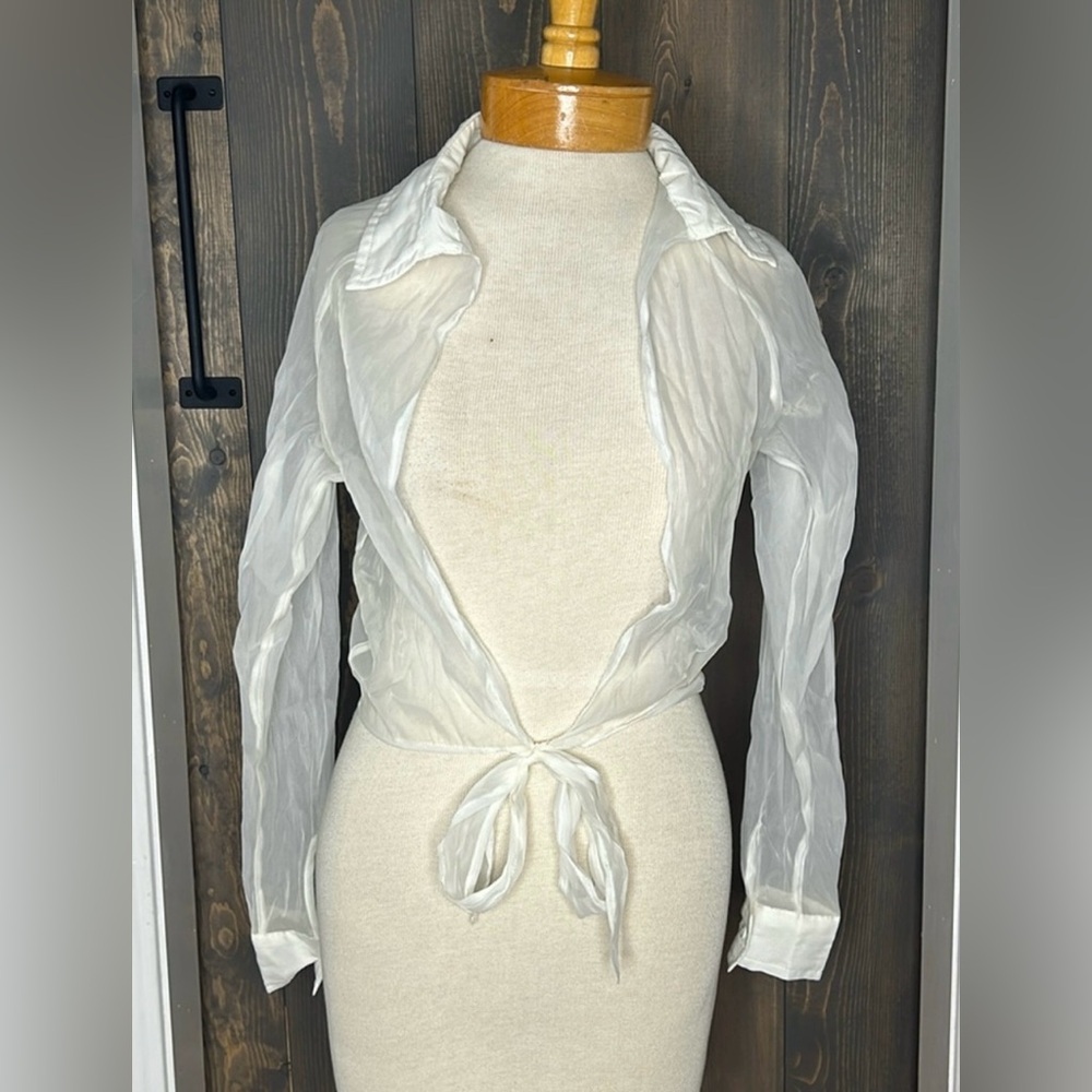 Womens Sheer Shrug Tie Front Cardigan